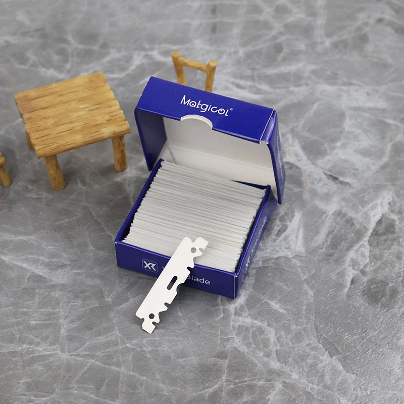 100 kpl yksipuolista partakoneen terää ruostumattomasta teräksestä valmistettuja partakoneen terää miesten turvaparranajokone manuaalinen partakoneen terä parturityökalut parranajo