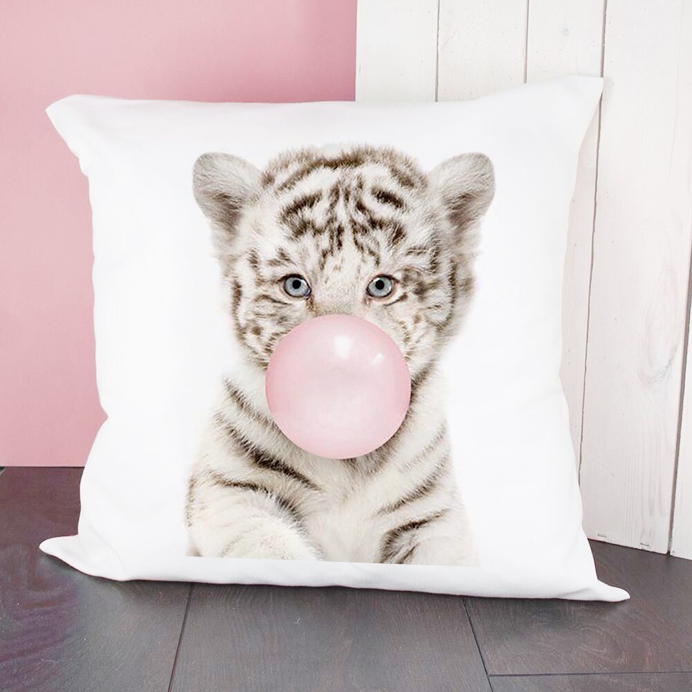 Leuke Dieren Bellen Blazen Print Kussensloop Leuke Patroon Kussenhoes Voor Kinderen Polyester Thuis Nordic Decor Sierkussen