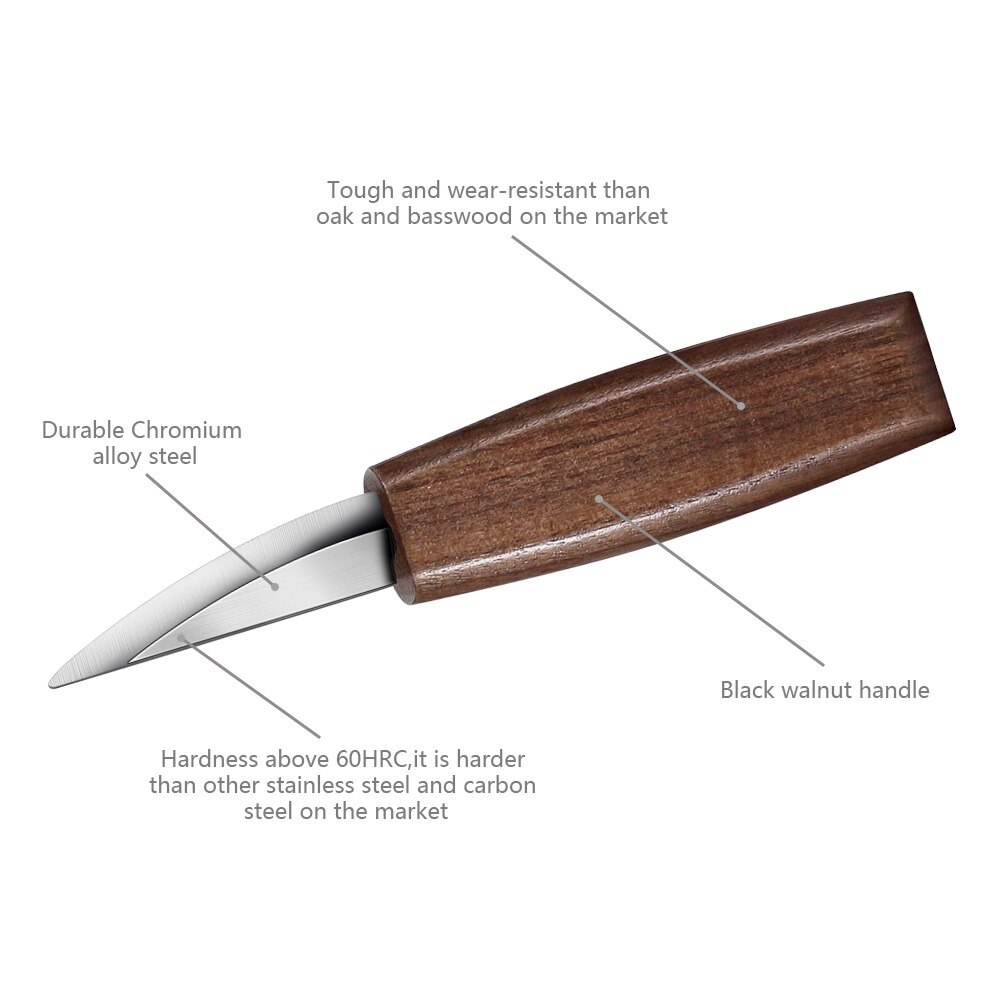 Chisel Woodworking Cutter Hand Tool Set Wood Carving Knife DIY Peeling Woodcarving Sculptural Spoon Carving Cutter Carving Knife