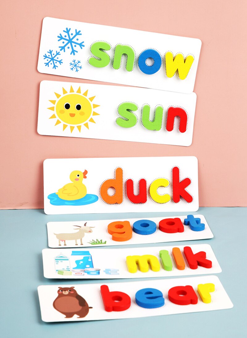 Kids Houten Alfabet Brief Leren Kaarten Set Woord Spelling Praktijk Spel Speelgoed Engels Letters Spelling Kaart Woord Speelgoed