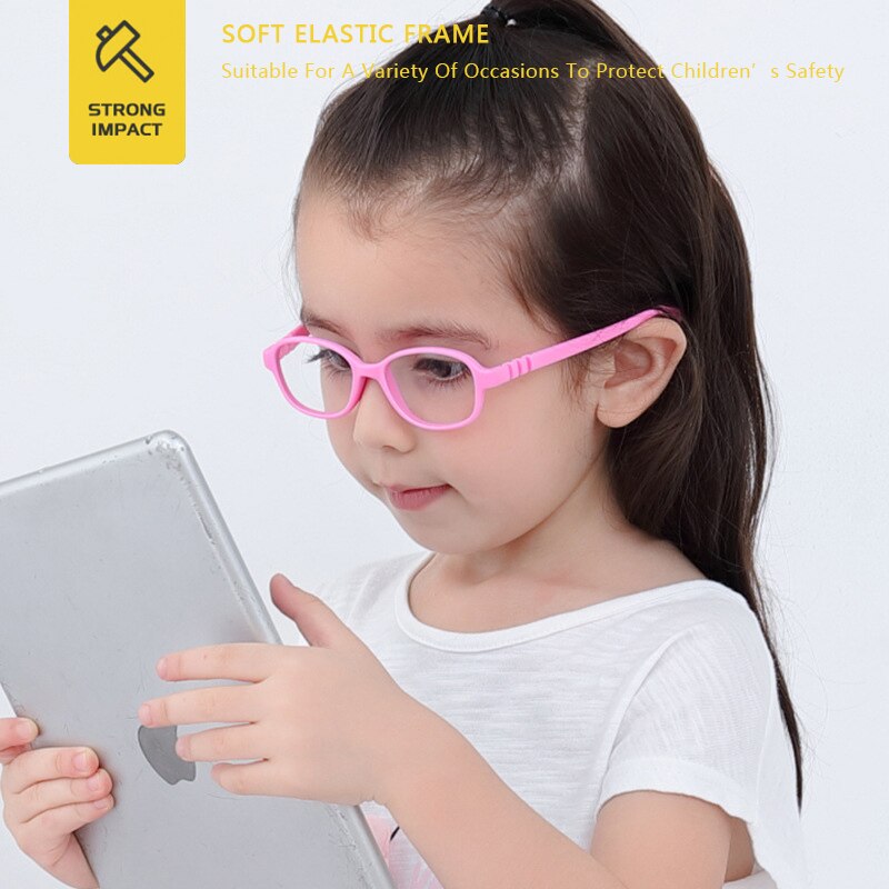 AIMISUV 2022 Oval TR90 Flexible Ultralight Silicone Glasses Frame Kids Round Optical Clear Eyeglasses Children UV400