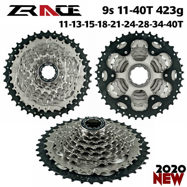 Zrace fietscassette 8 9 10 11 12s mtb vliegwiel mountainbike freewheel compatibel voor alivio / deore / slx / xt: 9s 11-40t 423g