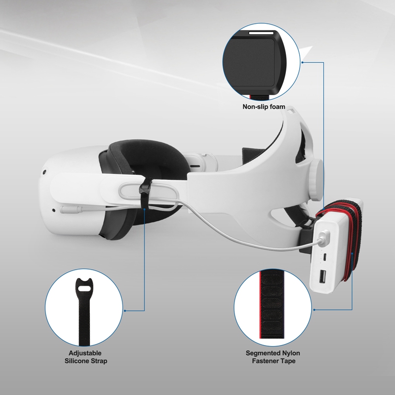 VR Power Bank Fixing Bracket Battery Strap for Oculus Quest 2 Adjustable Head Strap Battery Fixed Holder VR Accessories