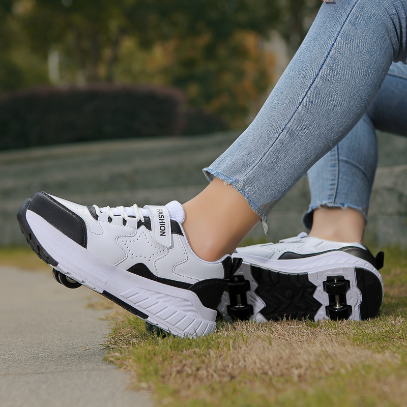 Kids Roller Skate Shoes Casual Sports Children 4-Wheels Sneakers for Boys and Girls Nice Footwear