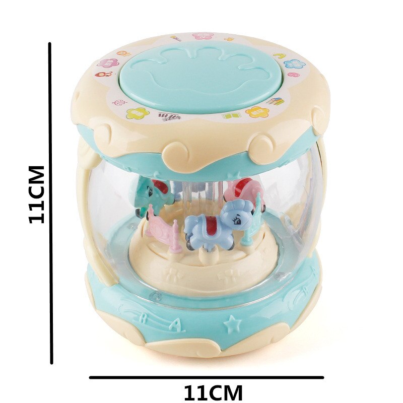 Zabawki dla niemowląt karuzela muzyczny bęben ręczny pokonać doprowadziło muzyka wczesne zabawki edukacyjne śmieszne dzieci nauka rozwojowe grzechotki dla dzieci