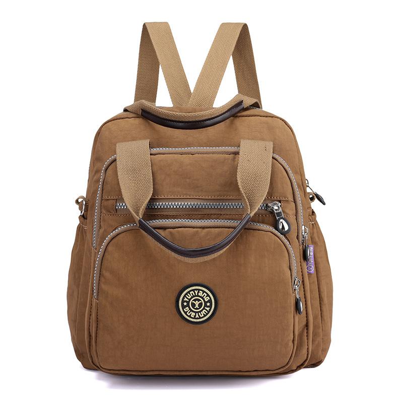 Mochila impermeável para mulheres, Mochila Laptop Lazer, Mochilas escolares multifuncionais, Nova moda: Cáqui escuro