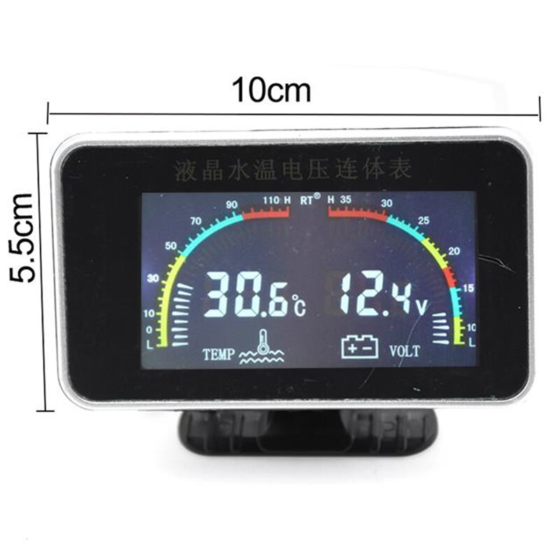 12-24V Car 2 in 1 LCD Digital Display Voltmeter Kits Gauge Water Temperature Meter Digital Water Temp Sensor Head Plug Voltmeter
