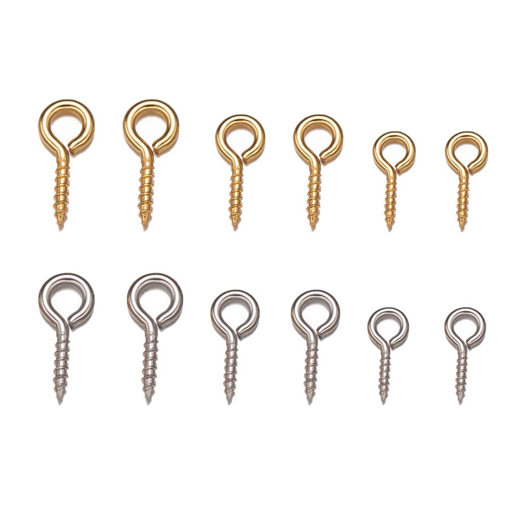 50 stuks roestvrij staal kleine schroef ogen pin borgtocht pin sluitingen haken voor doe-het-zelf half geboorde kralen hars sieraden oorbel maken vinden