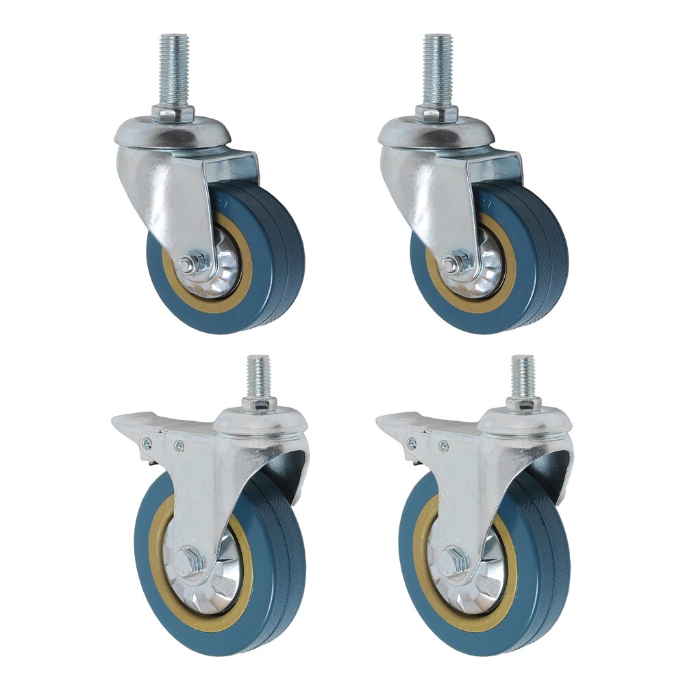 4 Pack 3 inch 360 Degree Swivel Casters Wheels Heavy Duty with 10x30mm Stem Wheel For Carts workbench with brake and no brake: 4PCS Mixed