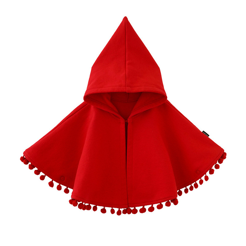 Capispalla per bambina mantello rosso primavera autunno neonato cappuccio con cappuccio maglioni mantello cotone bambino Cardigan per bambini vestiti Poncho: 5T(120)