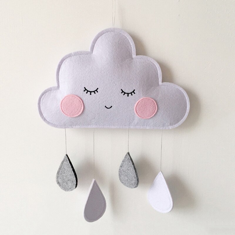 Home Wall Hanging Decor Nordic Style Kids Room Decoration Ins Felt Clouds Raindrop Pendant Baby Hanging Ornaments Photo Props: White Grey