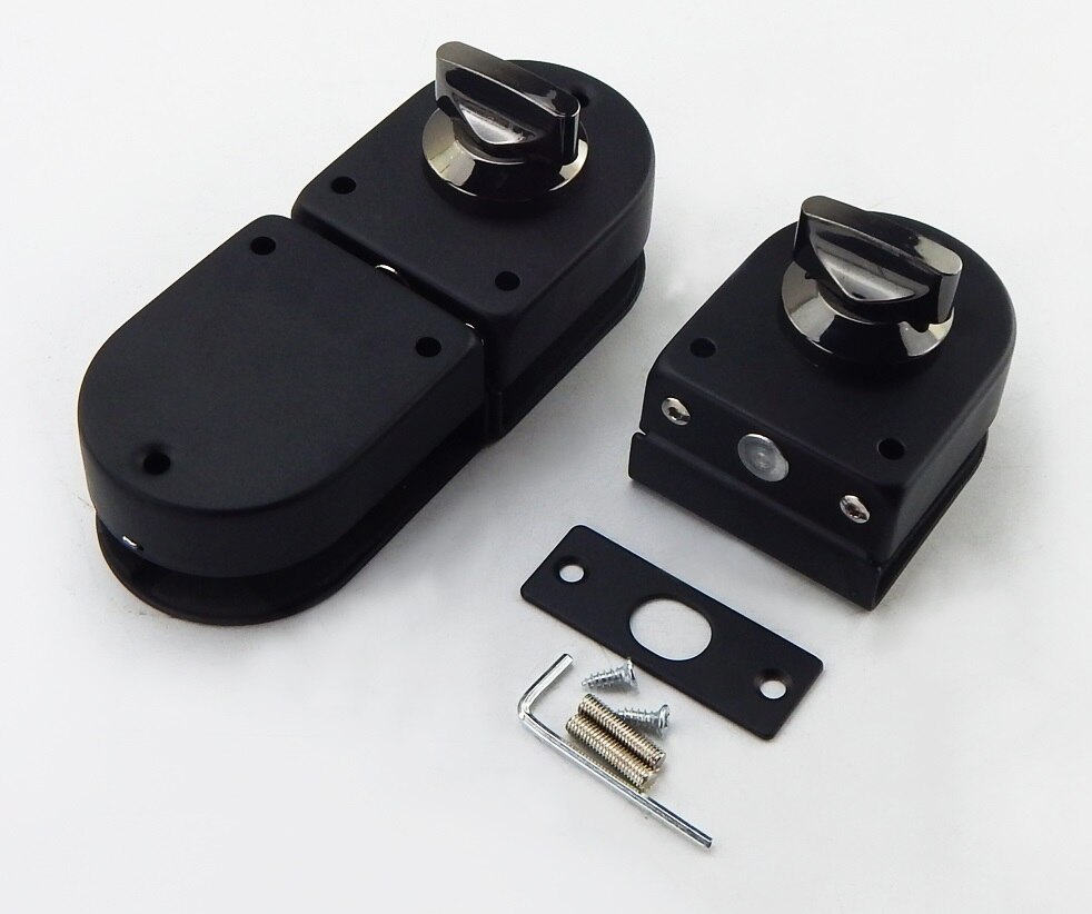 Stal nierdzewna 8-12mm pojedyncze podwójne drzwi szklane śruba przesuwna zatrzask pokrętło handlowe wejście różbyć winnym złoto czarny matowy pędzel: podwójnie / matowy czarny