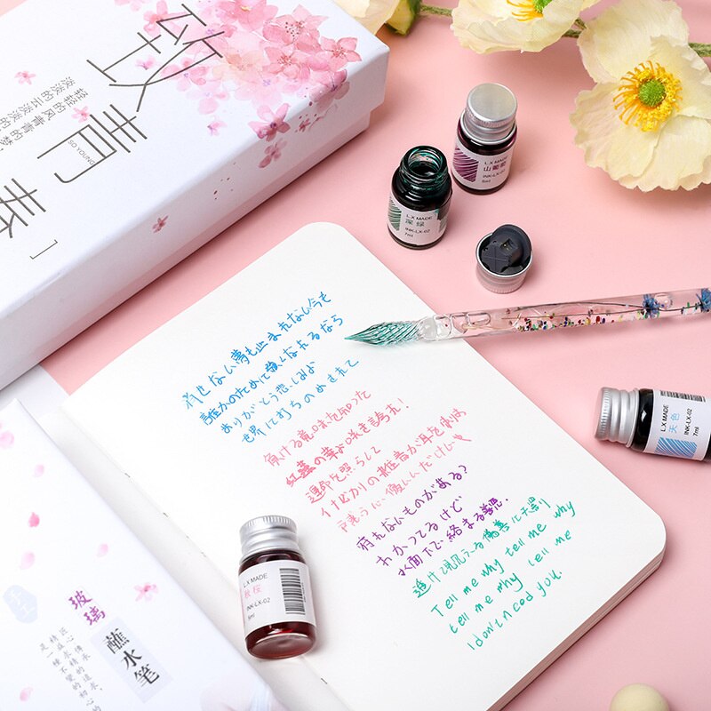 3/7Stck Glas Kuli-einstellen Neue Unterschrift Bleistift Mit Tinte tauchen Bleistift Glas Stifte Schule Kunst Liefert Schreiben zeichnung Schreibwaren