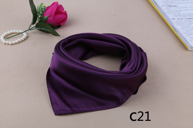 WZCX 60*60cm Frauen Einfarbig Seide Schal Frühling Herbst Neue Einfache Quadratische Schals Für Damen Weibliche schal: 20