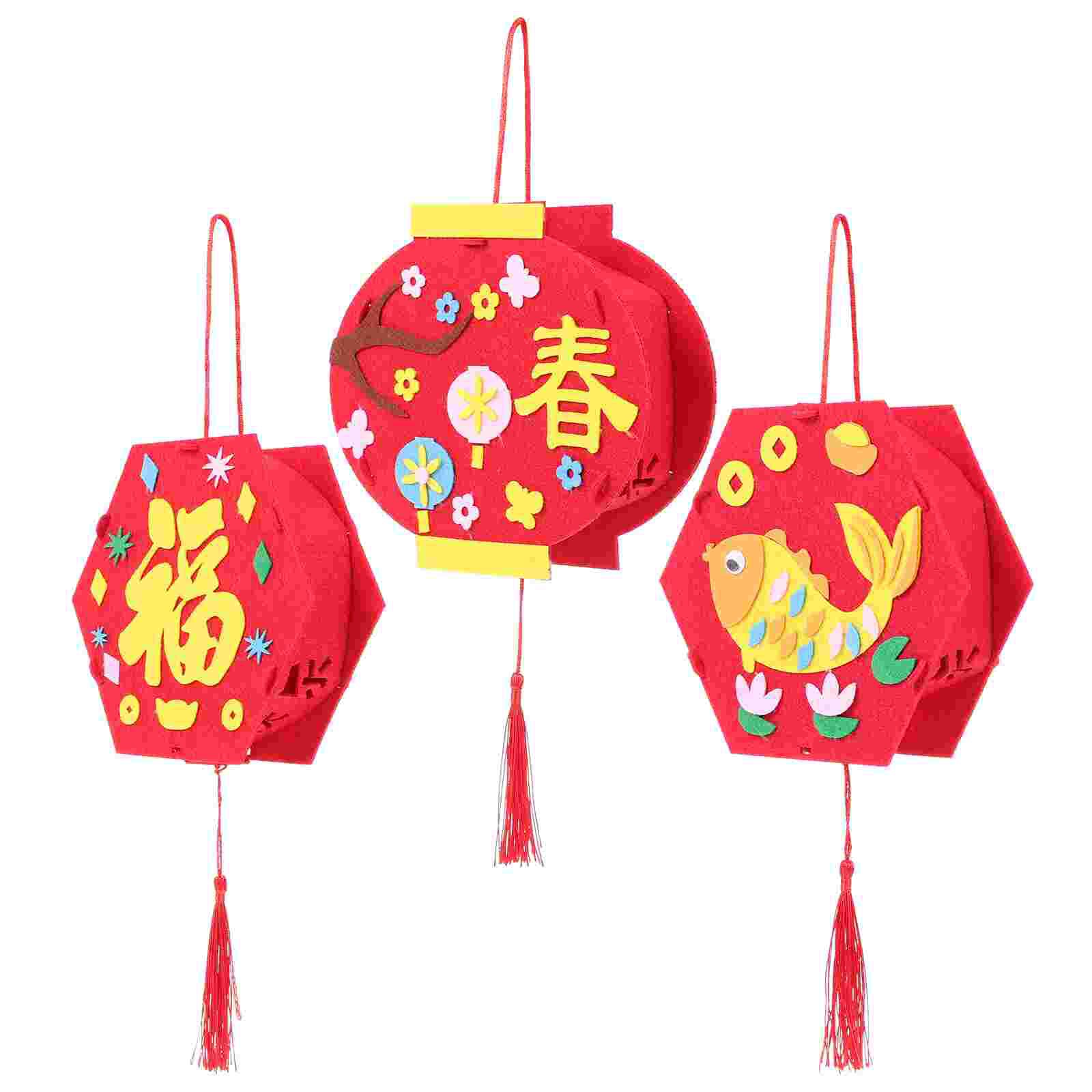 3pcs Chinese Lanterns Decorations Kindergarten Decoration Lantern DIY Material Chinese Year Lantern: Default Title