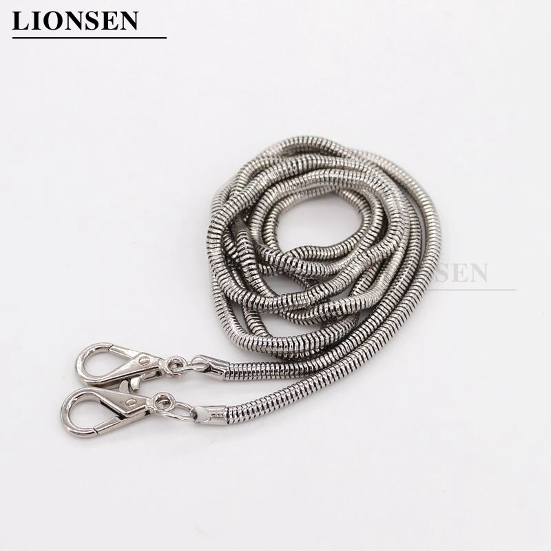 Lionsen 120cm / 0.42cm Snake Replacement Chain Strap Metal link Clasp Purse Chain Bag Handle Shoulder Cross Body Handbags Chain: 120cm Silver