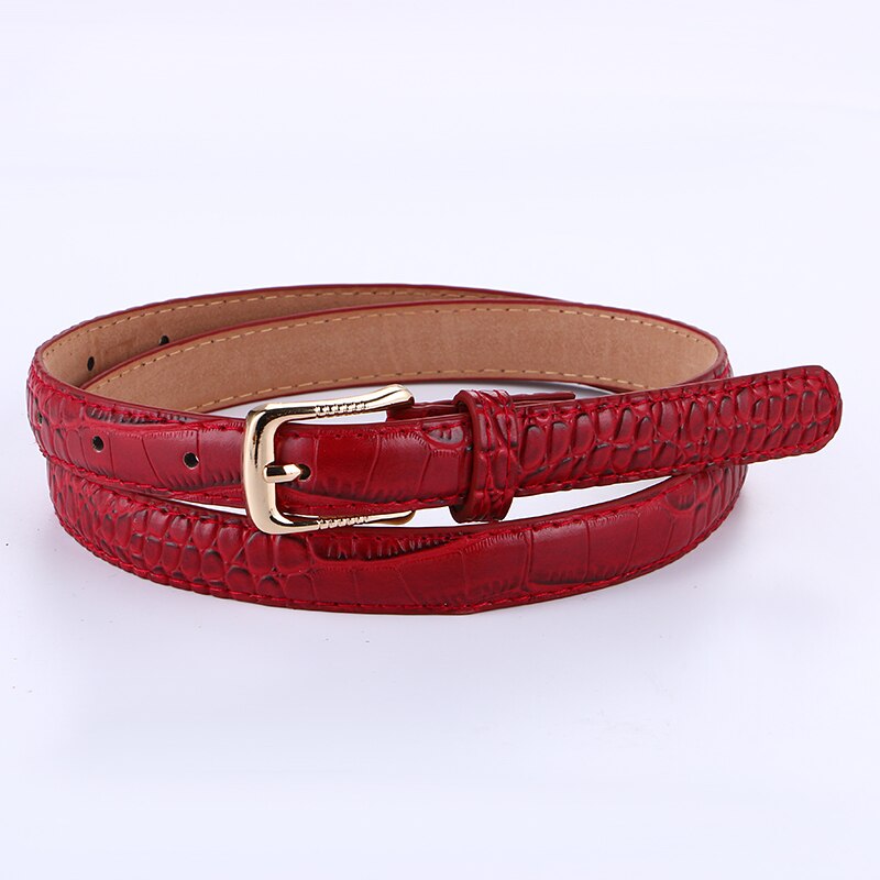Bra kvinna pu läder skinny belt tunna midjeband remmar smala krokodil mönster bälten pin spänne bälte lady jean student