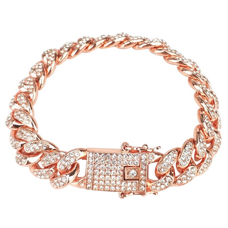 Mannen Zirkoon Curb Cubaanse Link Armband Hip Hop Sieraden Rose Goud Zilver-Plaat Kleurrijke Dikke Zware Materiaal Iced Keten armband
