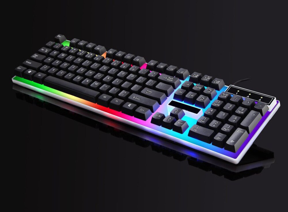 Gaming Keyboards Computer Keyboard Gamer Rainbow Backlight 104 keys USB Ergonomic Wired Keyboard for PC Laptop Games