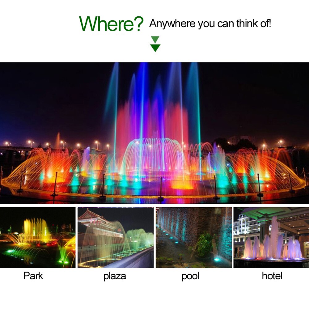 Ip68 Led Underwater Light RGB Outdoor Waterproof Colorful Water Spotlight Swimming Pool Light Fountain Light