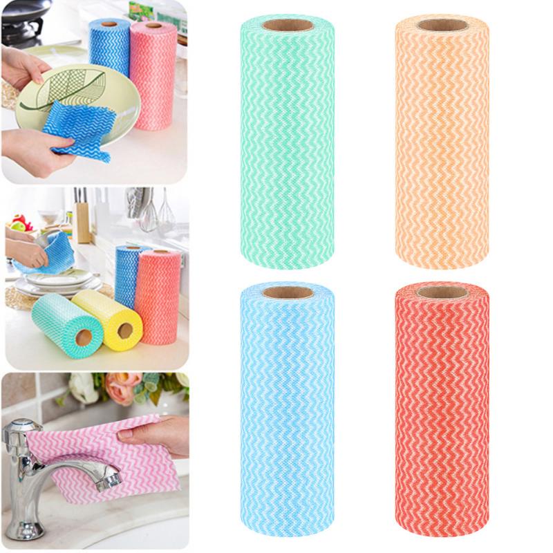 50pcs Disposable Kitchen Non-woven Textile Rags Wash Resuable Cleaning Rag Roll Practical Cleaning Cloth Household Cleaning Tool