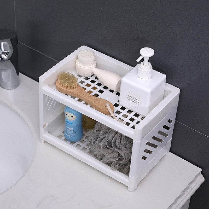 Bureaublad dubbele laag plastic opberghouder cosmetische doos keuken badkamer bureau plank organizer kantoorbenodigdheden schrijfwaren