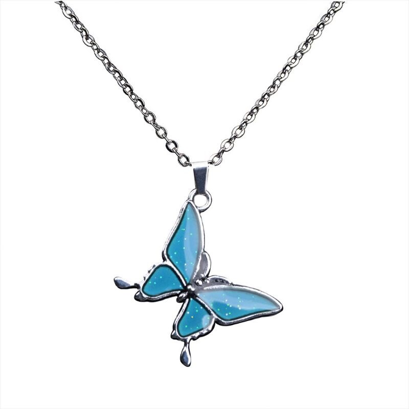 Butterfly Color Change With Temperature Necklace Butterfly Magic Emotion Feeling Mood Pendant Necklace Jewelry: Default Title