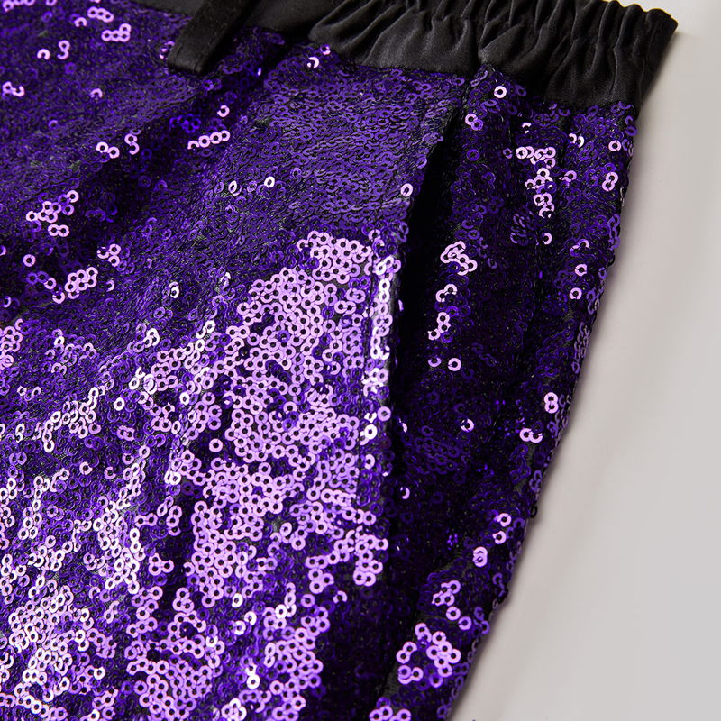 Paars Gradiënt Sequin Glitter Broek Mannen 2022 Brand Slim Fit Rechte Jurk Broek Heren Party Stage Prom Zanger Pak broek