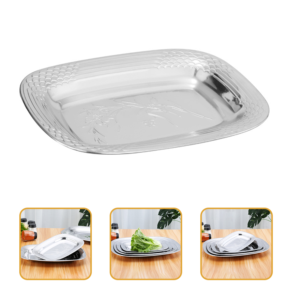 Dinner Plate Barbecue Plate Fish Dish Stainless Steel Multi-purpose Food Plate