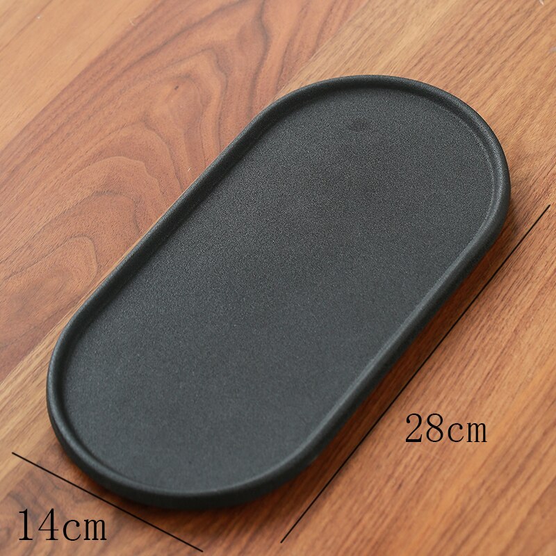 Simple far mountain painted ceramic tea tray teacup teapot tea set storage trays serving tray living room tea table decor: D-28x14x1cm