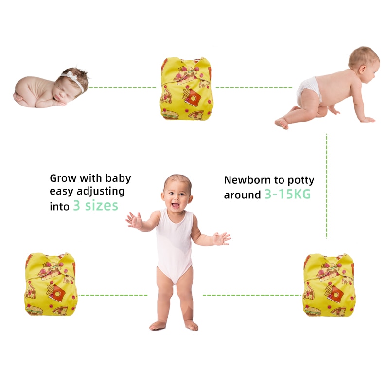 [Mumsbest] Velcro Cloth Diaper Washable Reusable Nappy Cloth Pocket Diaper With Inserts Hook-Loop Nappy Suitable 3-15kg Baby