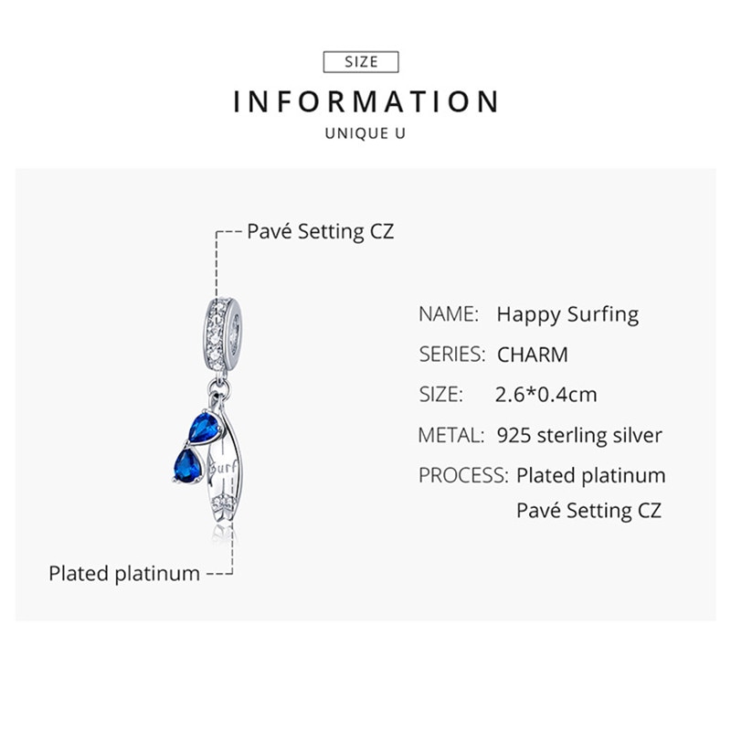 INBEAUT Summer 100% 925 sterling silver sunglasses surfboard pendant fit Brand bracelet charm DIY jewelry