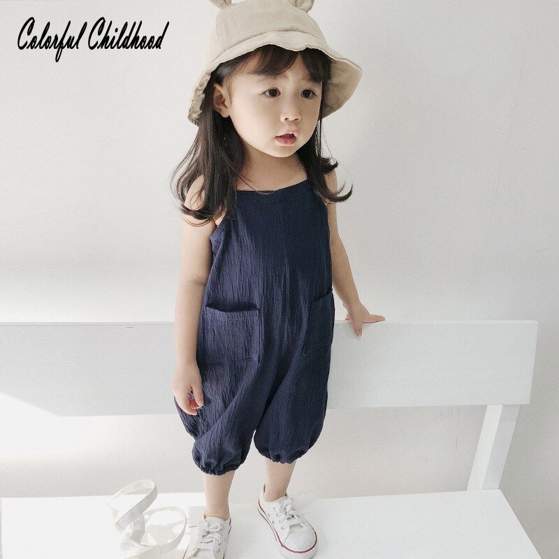 Salopette en coton pour enfants | Salopette colorée, couleur unie, pantalon à bretelles, pour bébés garçons et filles, pantalon décontracté et ample, printemps automne