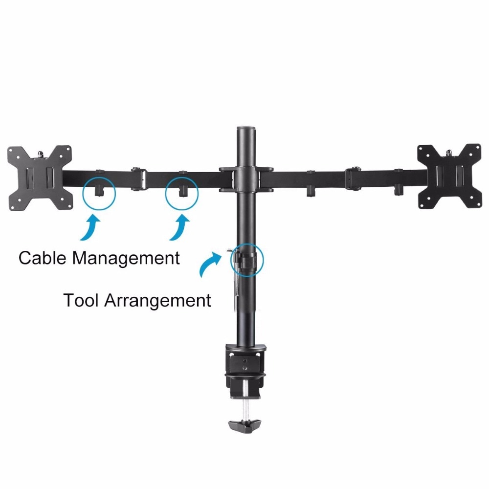 Suptek-soporte de montaje para Monitor LCD LED, totalmente ajustable, de doble brazo, para pantallas de 13 "-27" con inclinación de 15 grados MD6442