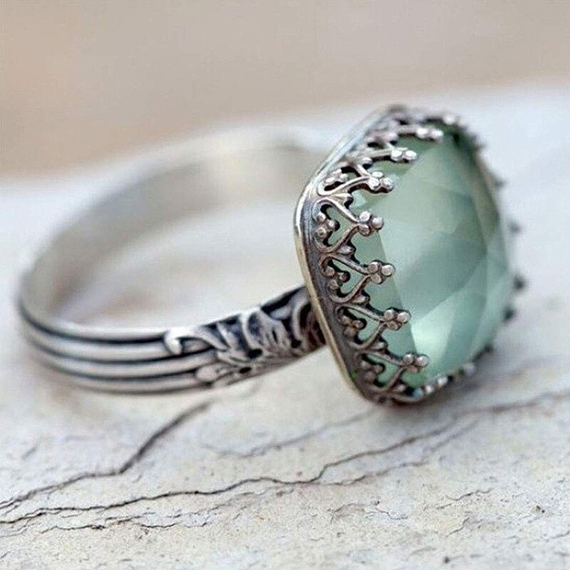 Blumen- Natürliche Peridot Antike Ring Für Frauen Engagement Hochzeit Versprechen Datum Großen Platz Stein Ringe