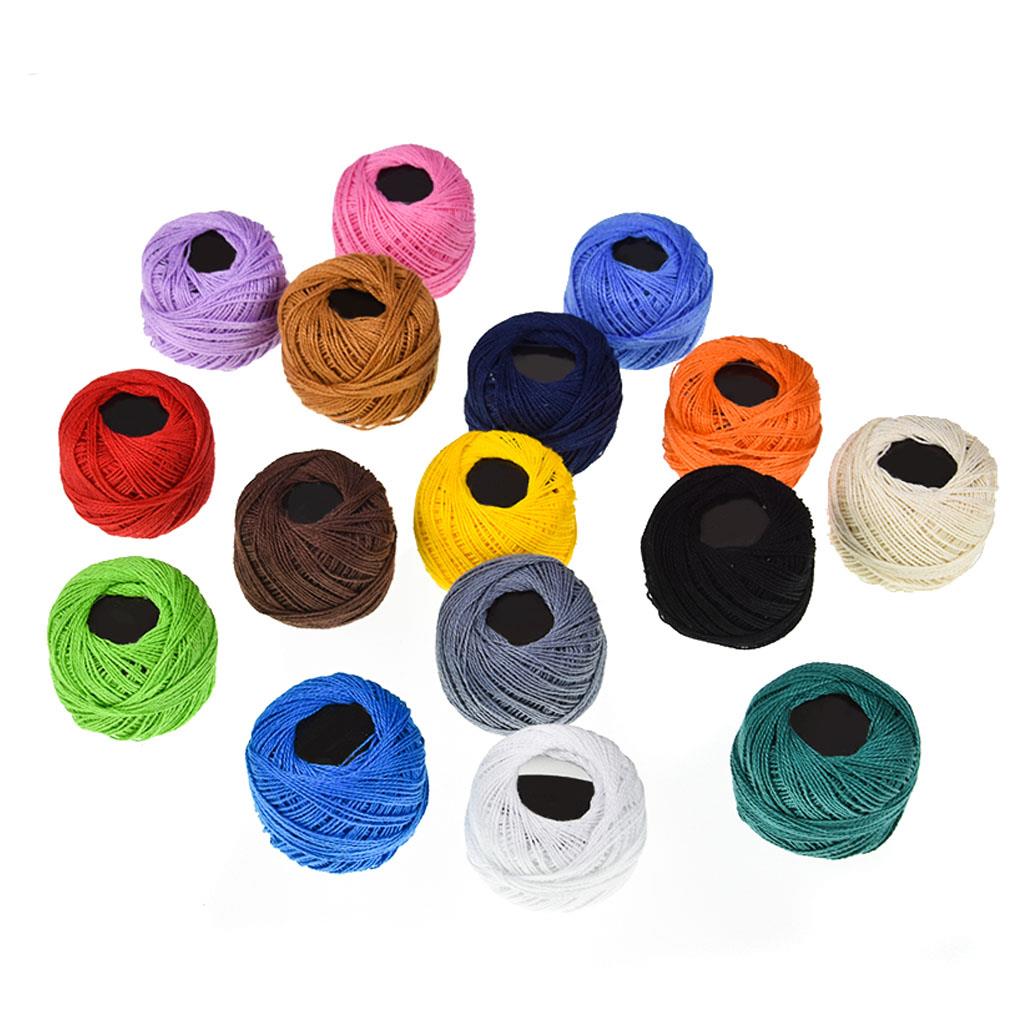 16 Colors Crochet Cotton Yarn Balls Cross Stitch Needlepoint Hand Embroidery Knitting Threads Mixed Colors Sewing Thread