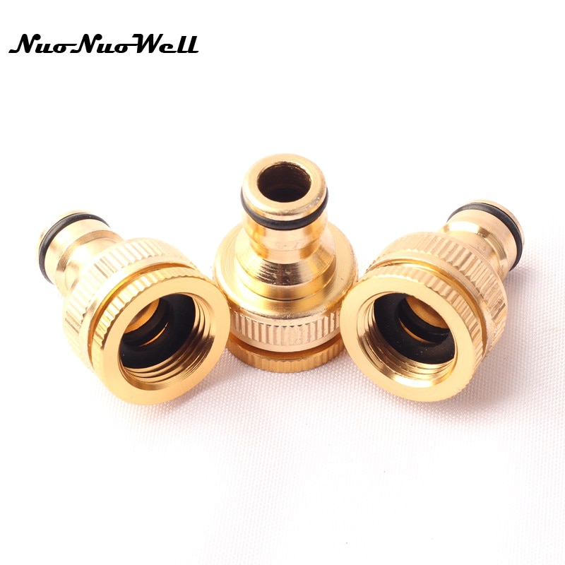 1pcs NuoNuoWell 1/2" 3/4" Thread Quick Connector Aluminum Tap Connector for Garden Irrigation Watering Hose Pipe Fitting Adapter