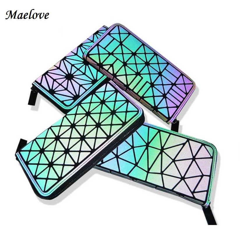 Maelove Vrouwen Lange Portemonnee Geometrische Lichtgevende portemonnee Vrouwelijke Min Clutch Bags Wallet Purse Kaarthouder bag