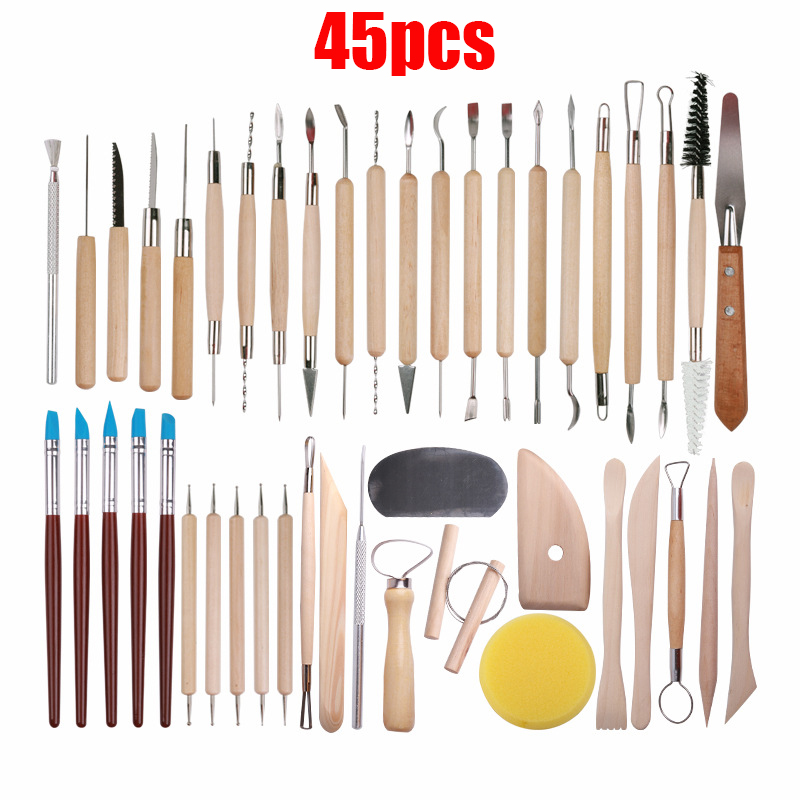 Clay Sculpting Tools Arts Crafts Set Soft Clay Pottery Carving Tool Fimo Modeling Wooden Handle Polymer Clay Ceramics Painting
