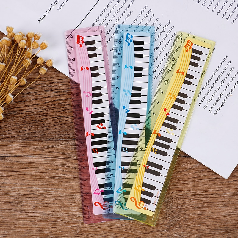 15cm Cute 1pc Cartoon Piano Musical Note Ruler bookmarks School Student Ruler ruler color random