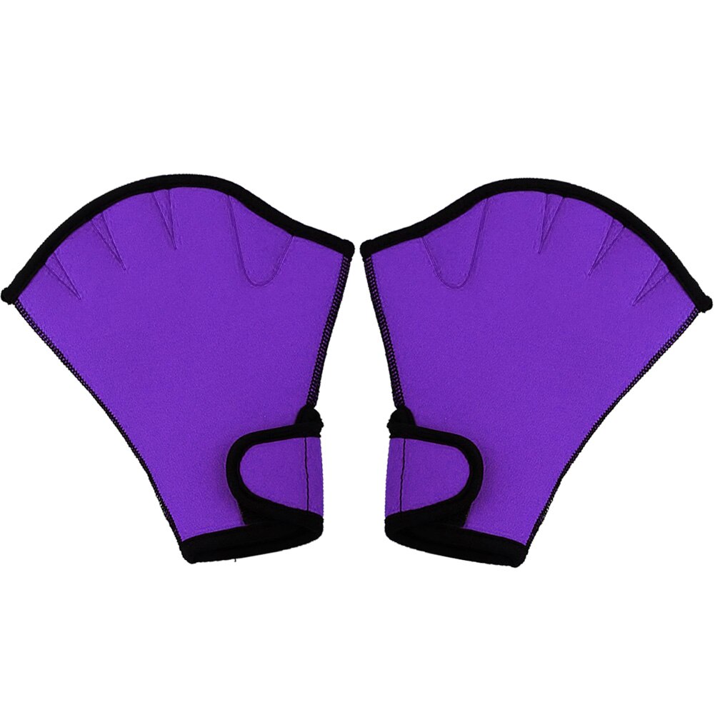 1 para rękawice do pływania odporność na wodę woda bez palców Aqua Fitness Paddle Fit rękawice treningowe surfing: Purple / S