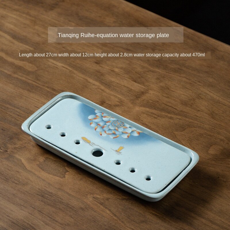 Ceramic Tea Tray Japanese-Style Small Household Rectangular Double-Layer Water Storage Dry Pour Tea Tray Kungfu Tea Tray: tea tray1