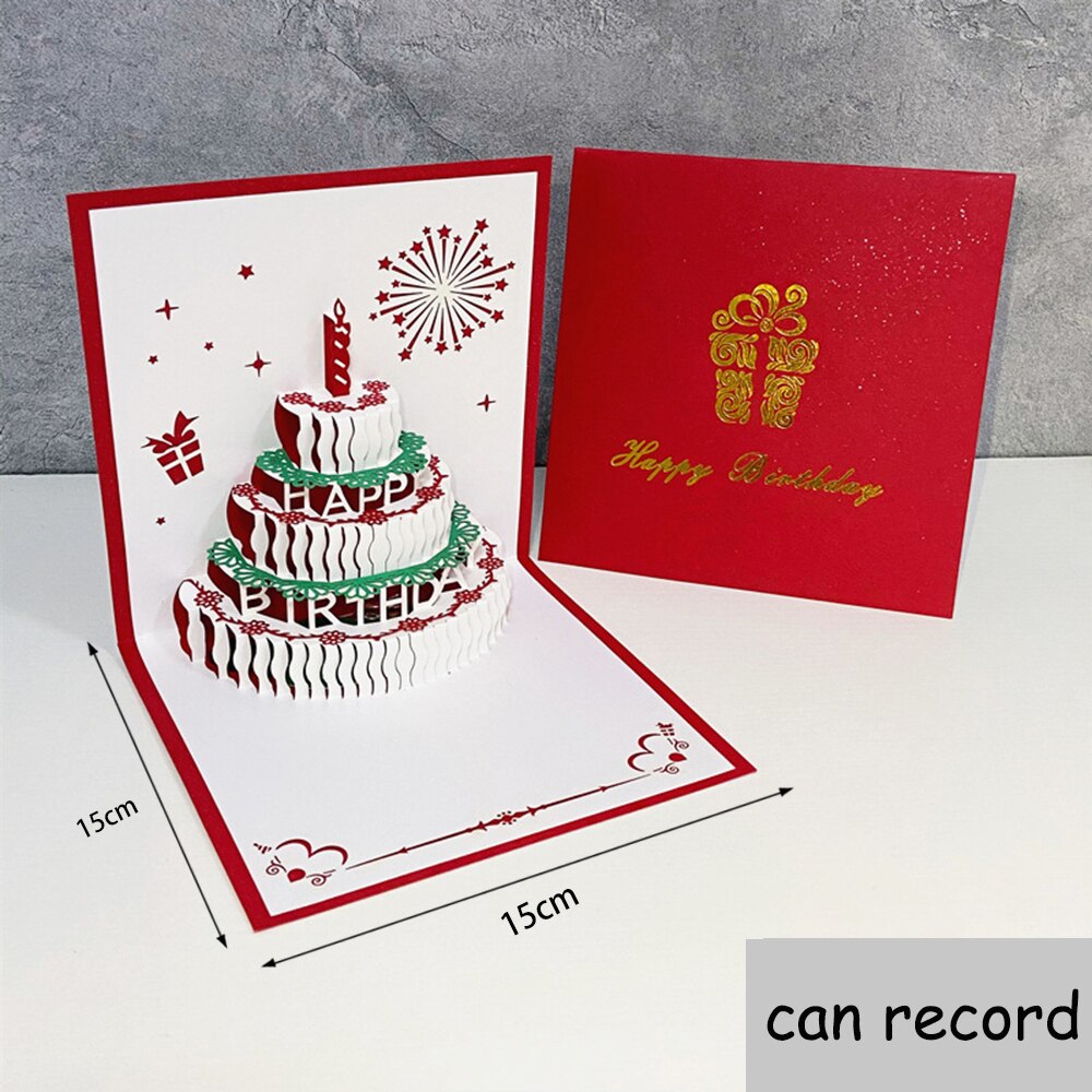 Cartes de joyeux anniversaire 3D avec musique, gâteau d&#39;anniversaire lumineux, cartes de vœux Pop-Up, avec enveloppe, pour fille: Style 5