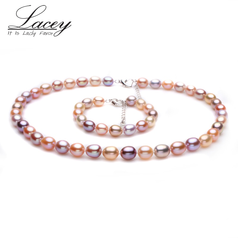 Braut süßwasser perle schmuck sets frauen, reale natürliche perle setzt schmuck frau trendy armband halskette party multi