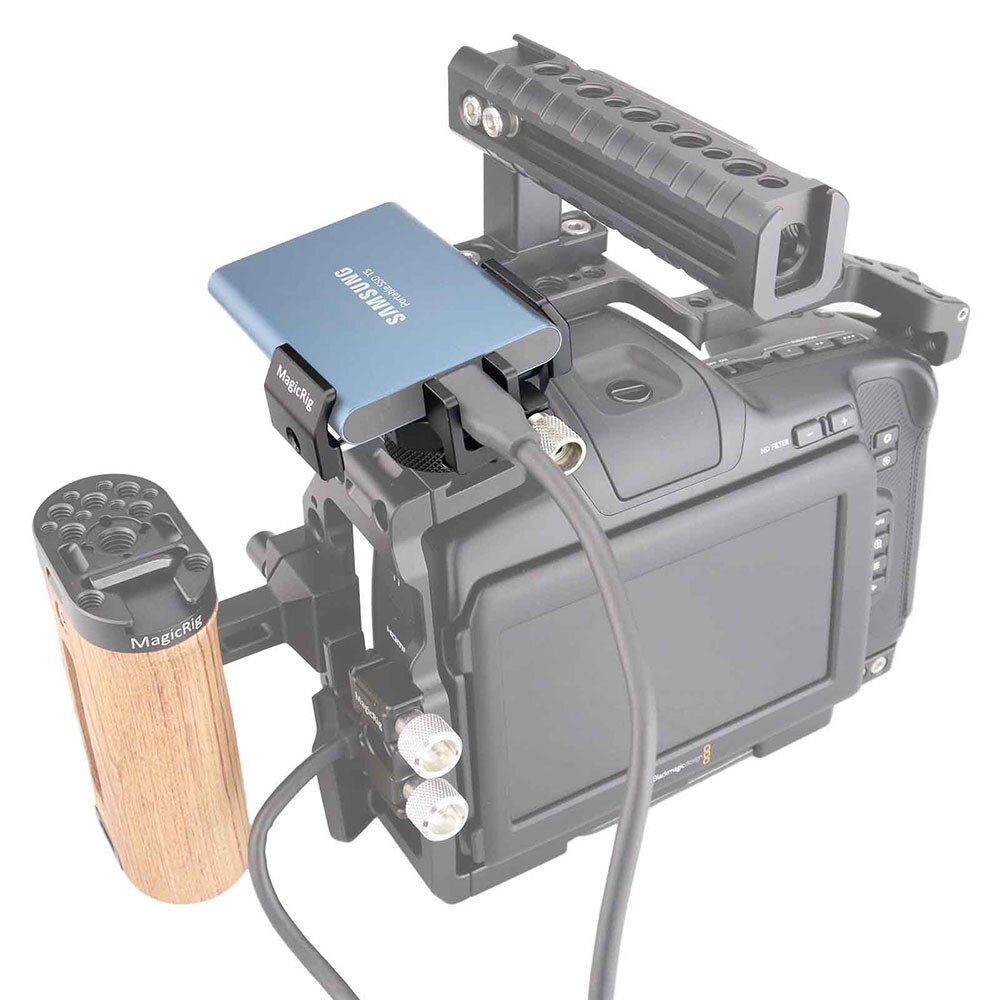 MAGICRIG Universal SSD Mount Holder with Cold Shoe for Samsung T5 &amp;T7 SSD for SanDisk SSD,for BMPCC 4K / 6K / 6K Pro Camera Cage