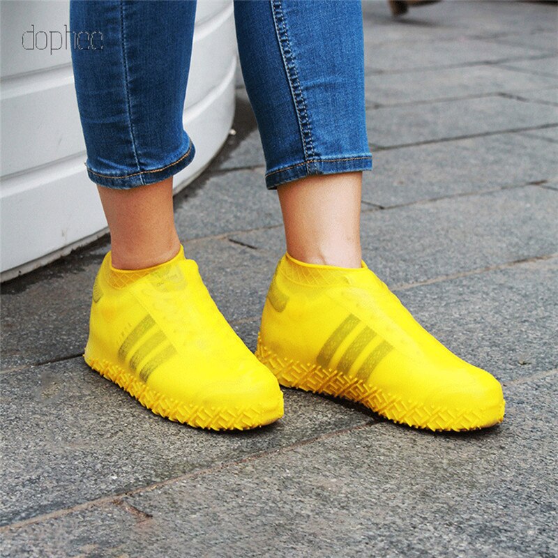 dophee 1 Pair Reusable Silicone Shoe Cover L Waterproof Rain Shoes Covers Camping Slip-resistant Rubber Rain Boot Overshoes