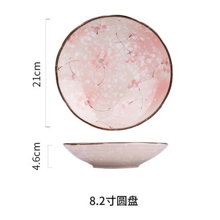 Kirsebærblomster i japansk stil håndmalet service fad tallerken ramen skål salat tallerken køkkenudstyr: F