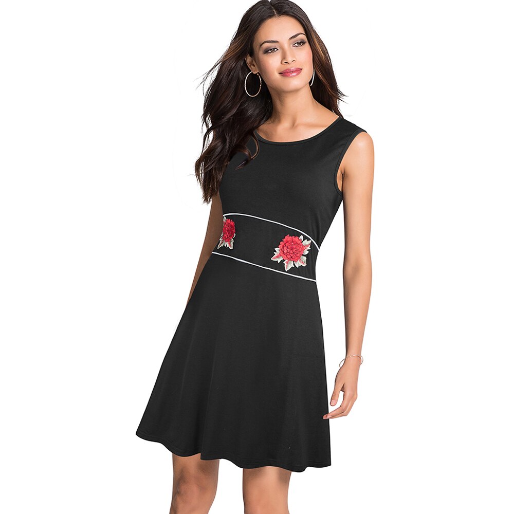 Women Summer Casual Pure Color Cotton O Neck Dress