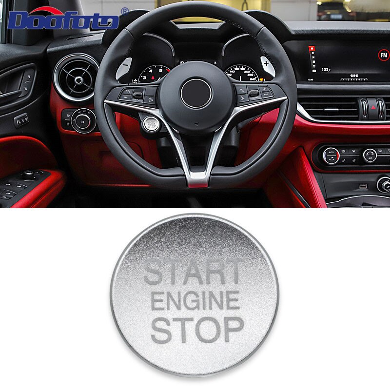Doofoto Voor Alfa Romeo Start Stop Motor Button Cover Ring auto-interieur Sticker Accessoires Styling Start Button Case Shell: Silver Cover