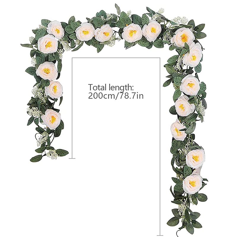 Artificial Wedding Arch Flowers Garland With 18Ft Semi-Sheer Draping Curtain For Ceremony And Reception Backdrop Decoration